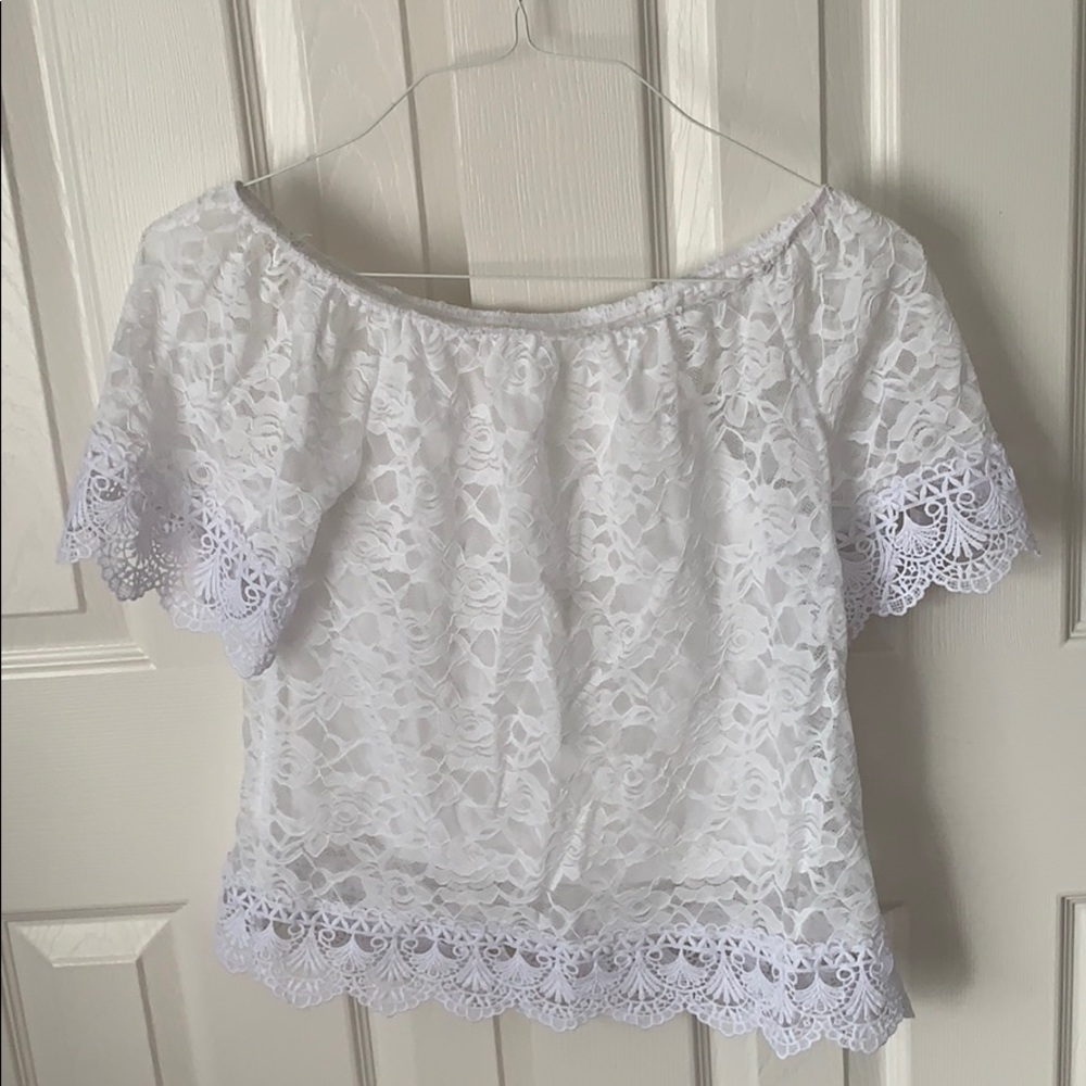 White Lace Off The Shoulder Top + SH